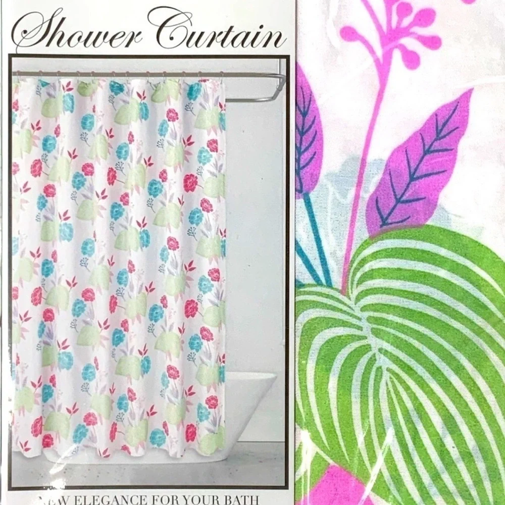 Shower Curtain Fabric Colorful Modern Farmhouse Floral Pink Blue Green 70 X 72